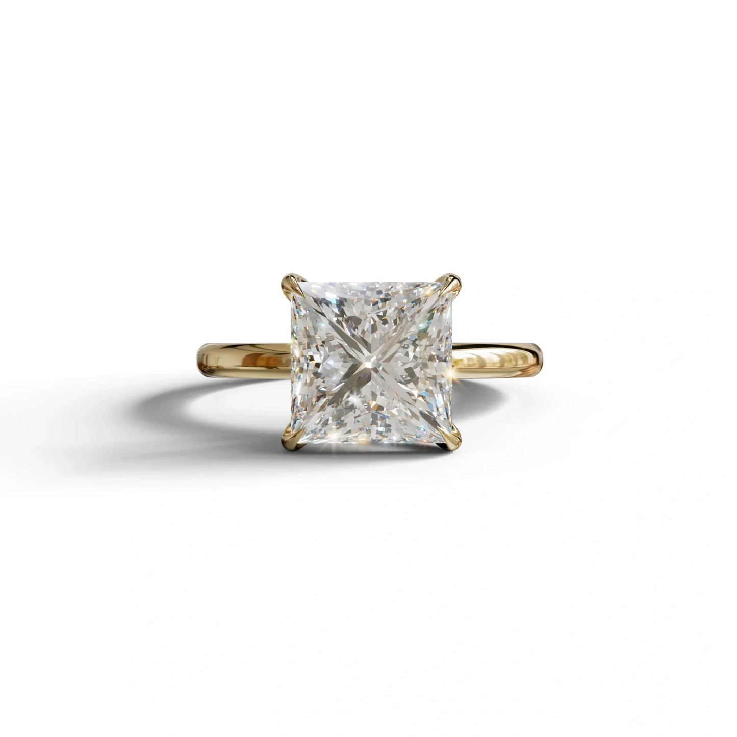 E VVS Princess Cut Solitaire Lab Grown Diamond Engagement Ring - Speyeria - 2 Carat / 10K Solid Gold / Yellow Gold