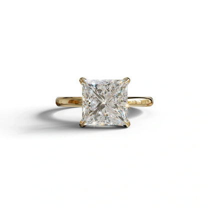 E VVS Princess Cut Solitaire Lab Grown Diamond Engagement Ring - Speyeria - 2 Carat / 10K Solid Gold / Yellow Gold