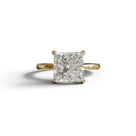 E VVS Princess Cut Solitaire Lab Grown Diamond Engagement Ring - Speyeria - 2 Carat / 10K Solid Gold / Yellow Gold