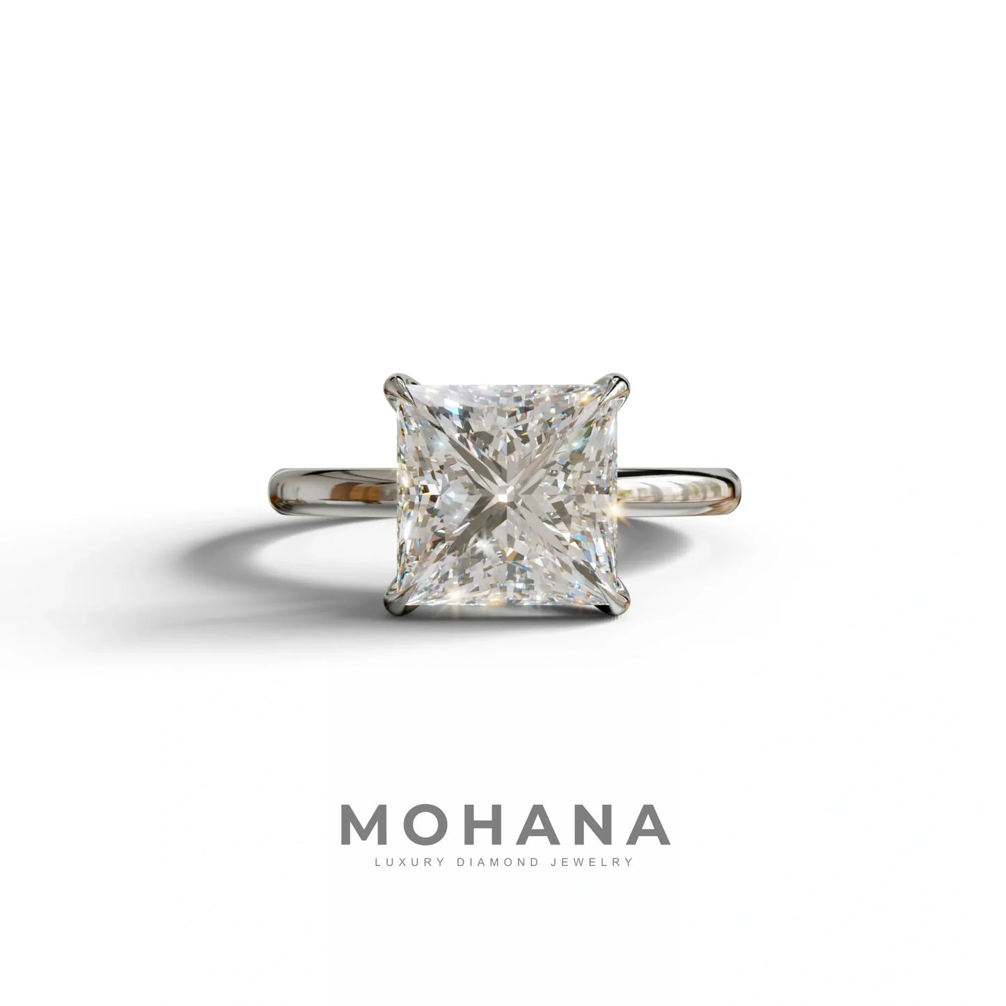 E VVS Princess Cut Solitaire Lab Grown Diamond Engagement Ring - Speyeria - 2 Carat / 10K Solid Gold / White Gold