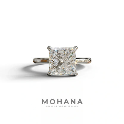 E VVS Princess Cut Solitaire Lab Grown Diamond Engagement Ring - Speyeria - 2 Carat / 10K Solid Gold / White Gold