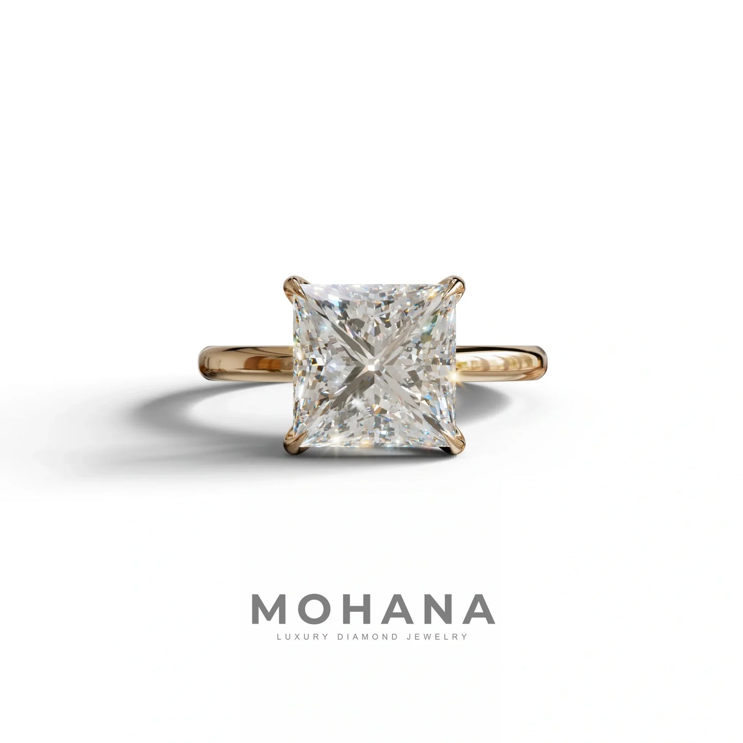 E VVS Princess Cut Solitaire Lab Grown Diamond Engagement Ring - Speyeria - 2 Carat / 10K Solid Gold / Rose Gold