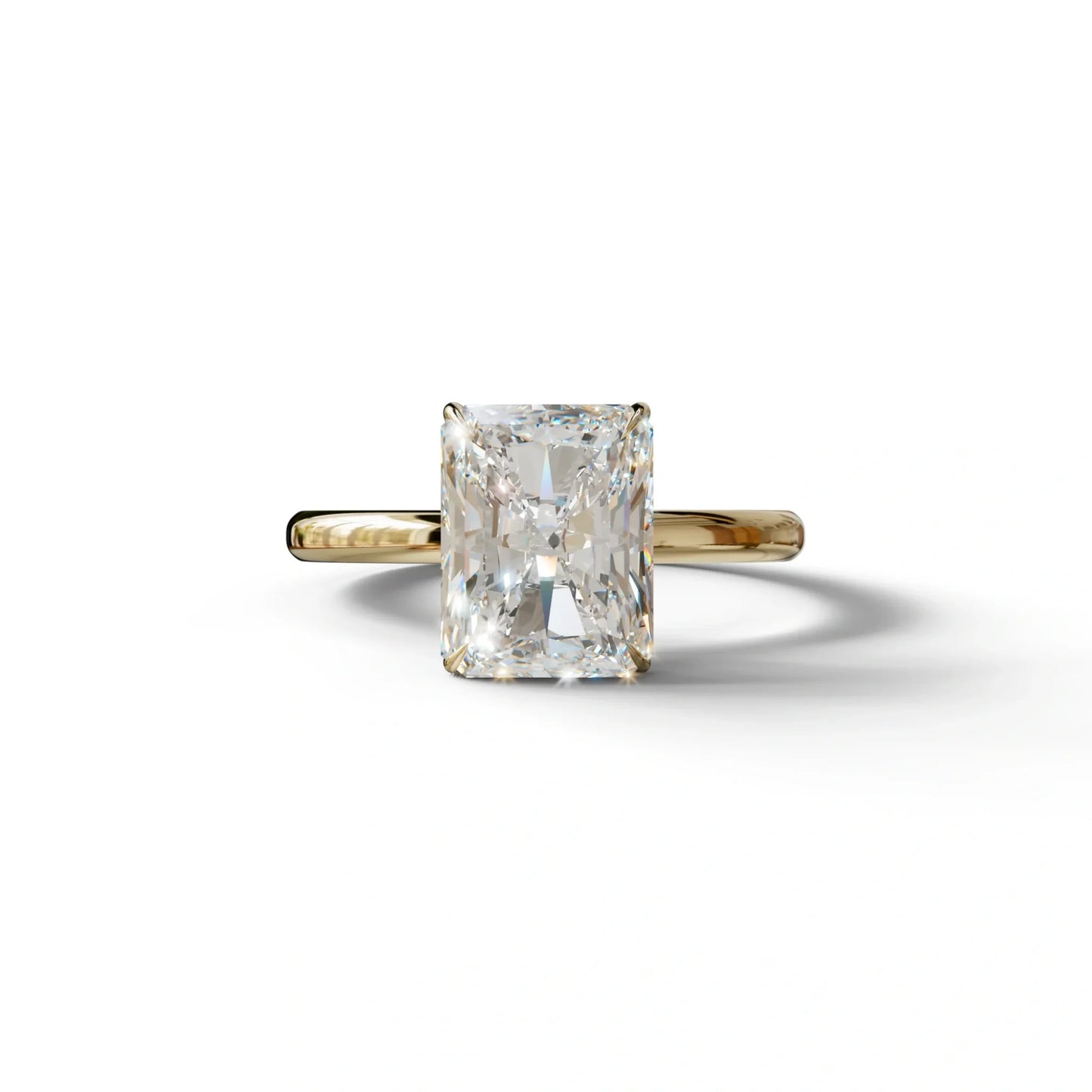 E-VVS Radiant Cut Solitaire Lab Grown Diamond Engagement Ring - Papilia - 2 Carat / 10K Solid Gold / Yellow Gold