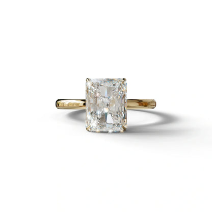 E-VVS Radiant Cut Solitaire Lab Grown Diamond Engagement Ring - Papilia - 2 Carat / 10K Solid Gold / Yellow Gold