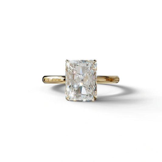 E-VVS Radiant Cut Solitaire Lab Grown Diamond Engagement Ring - Papilia - 2 Carat / 10K Solid Gold / Yellow Gold
