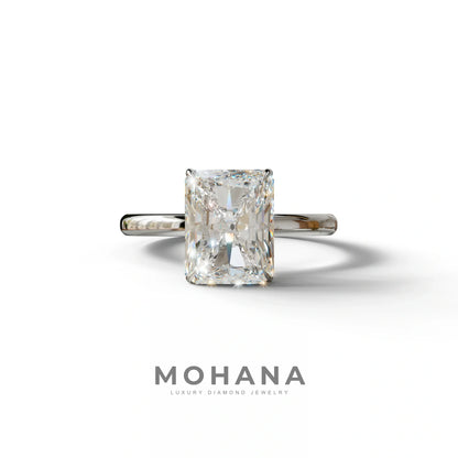 E-VVS Radiant Cut Solitaire Lab Grown Diamond Engagement Ring - Papilia - 2 Carat / 10K Solid Gold / White Gold