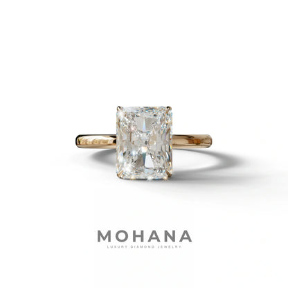 E-VVS Radiant Cut Solitaire Lab Grown Diamond Engagement Ring - Papilia - 2 Carat / 10K Solid Gold / Rose Gold