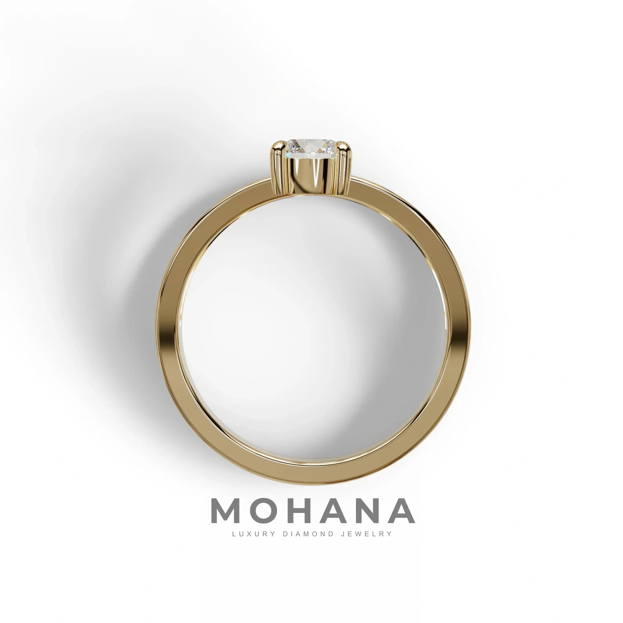 E VVS Round Brilliant Solitaire Engagement Ring with a split‑shank Band - Auric Grace