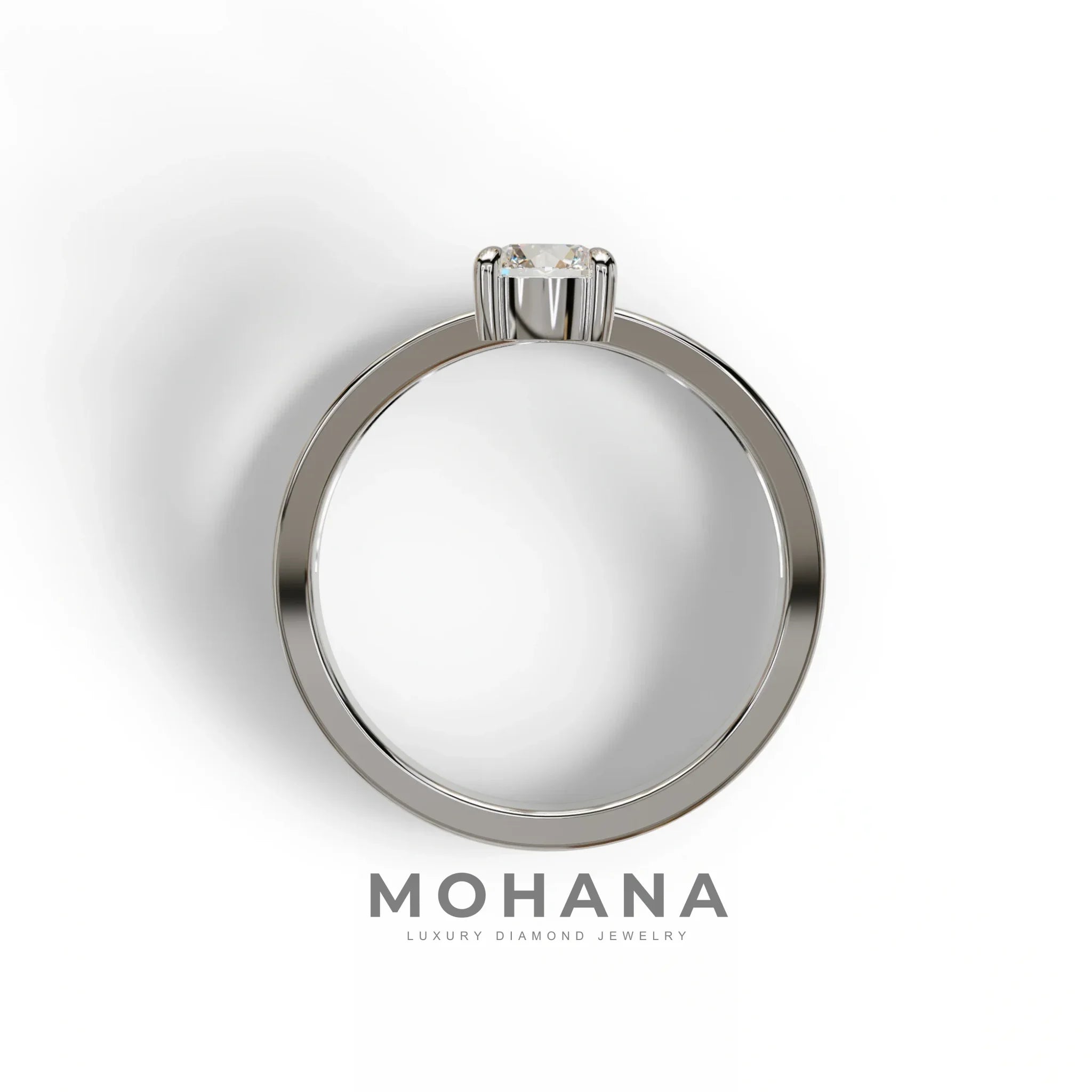 E VVS Round Brilliant Solitaire Engagement Ring with a split‑shank Band - Auric Grace