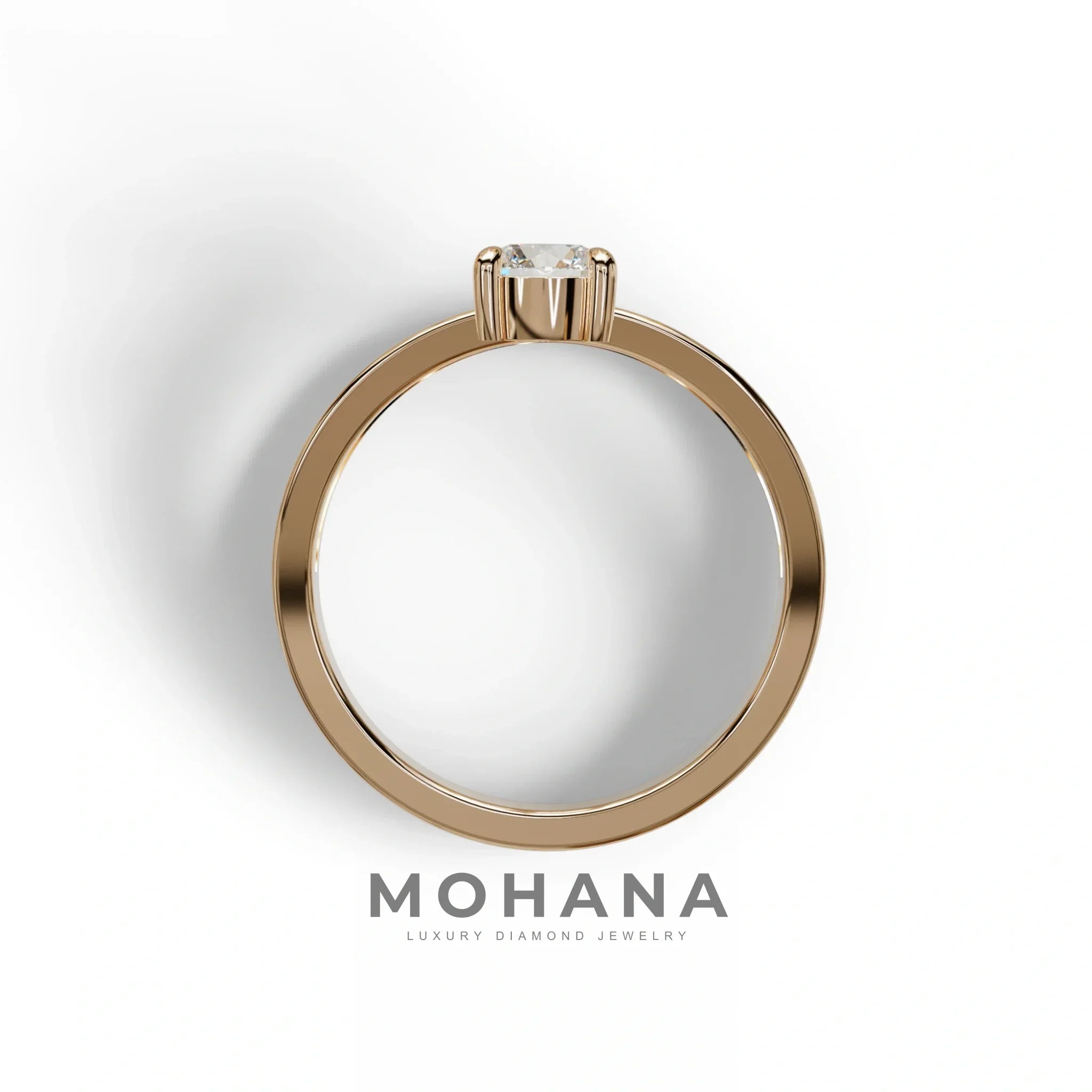 E VVS Round Brilliant Solitaire Engagement Ring with a split‑shank Band - Auric Grace