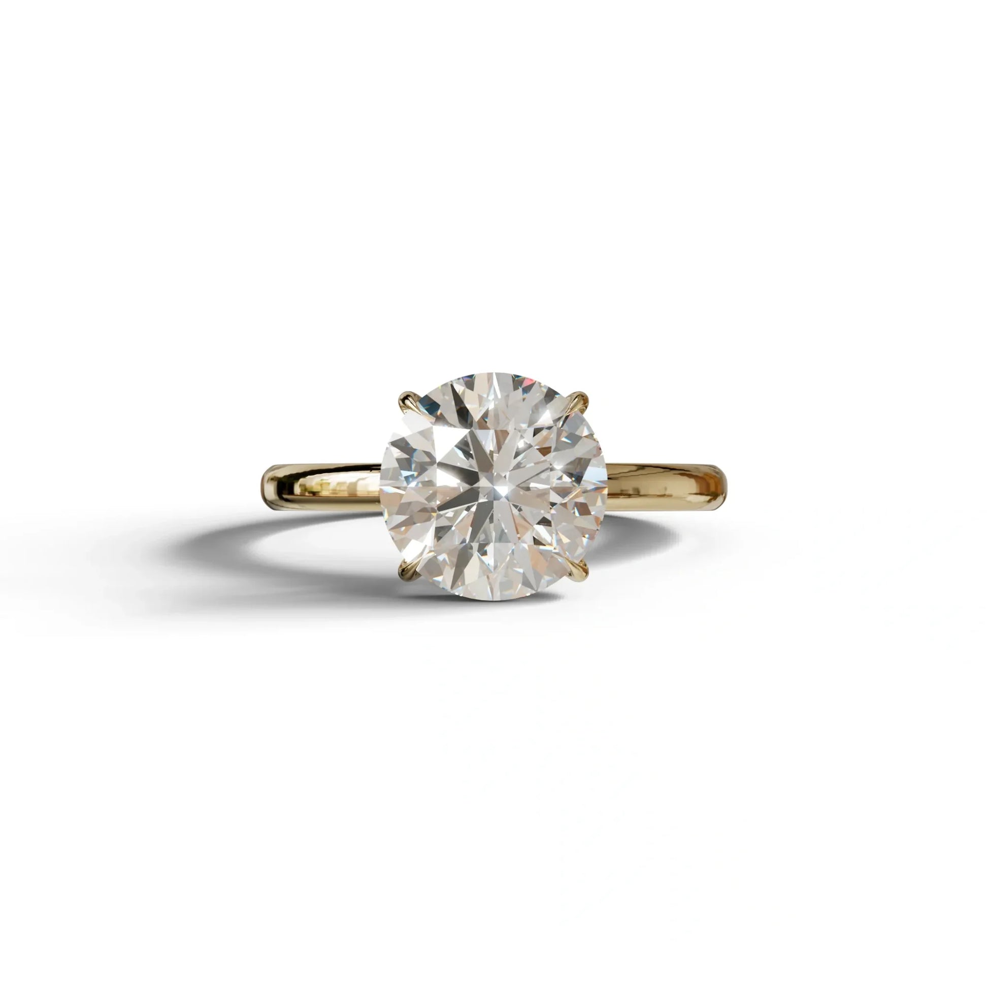 E-VVS Round Cut Solitaire Lab Diamond Engagement Ring - Italia - 2 Carat / 10K Solid Gold / Yellow Gold