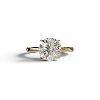 E-VVS Round Cut Solitaire Lab Diamond Engagement Ring - Italia - 2 Carat / 10K Solid Gold / Yellow Gold