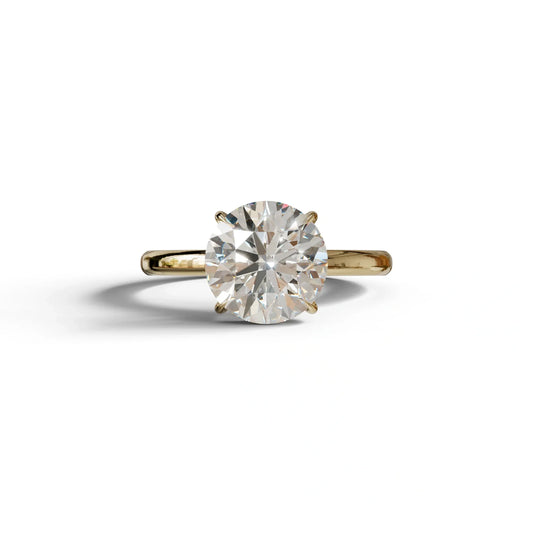 E-VVS Round Cut Solitaire Lab Diamond Engagement Ring - Italia - 2 Carat / 10K Solid Gold / Yellow Gold