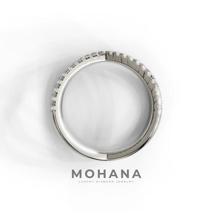 E-VVS Round Lab Grown Diamond Criss-Cross Wedding Band