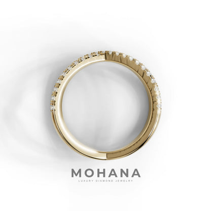 E-VVS Round Lab Grown Diamond Criss-Cross Wedding Band