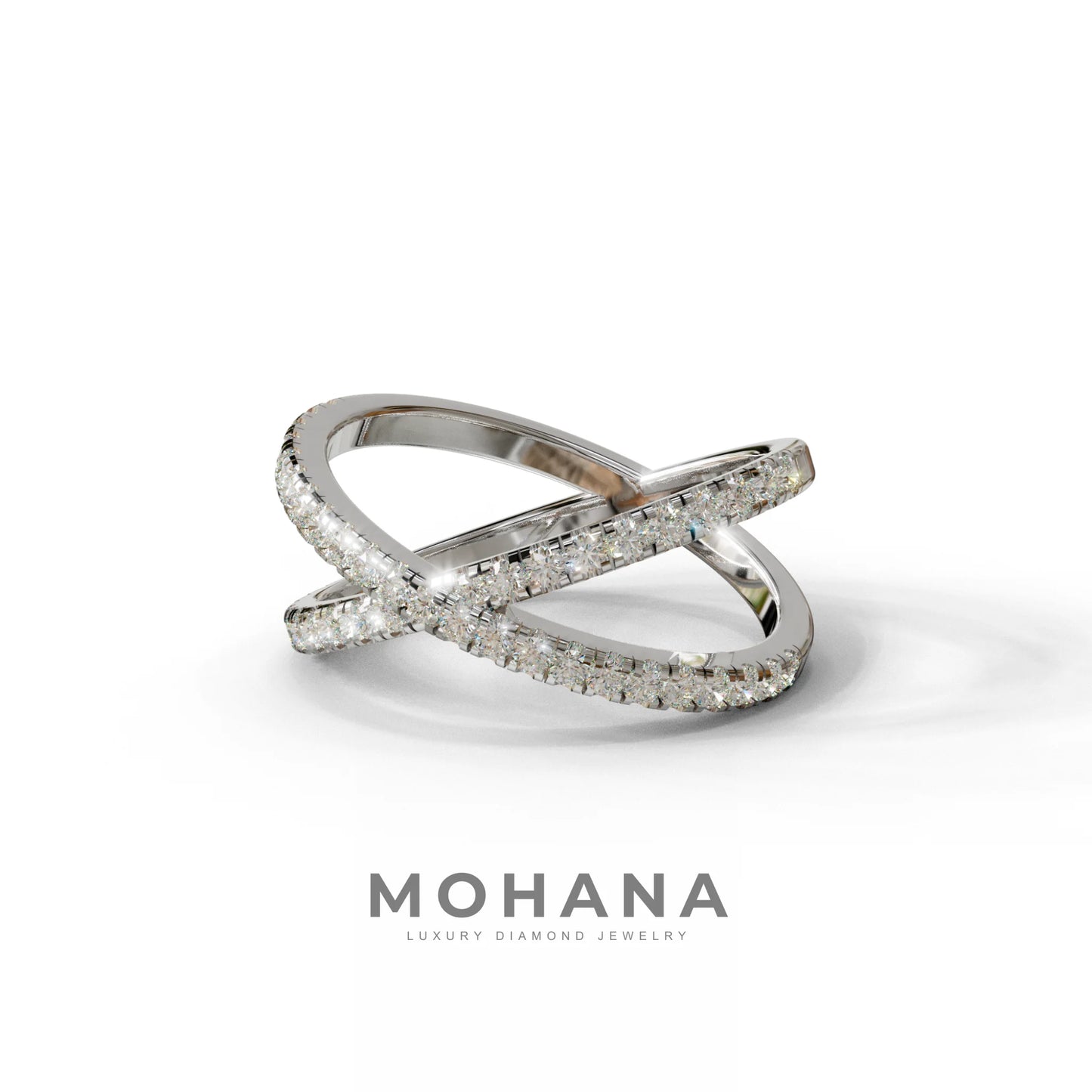 E-VVS Round Lab Grown Diamond Criss-Cross Wedding Band