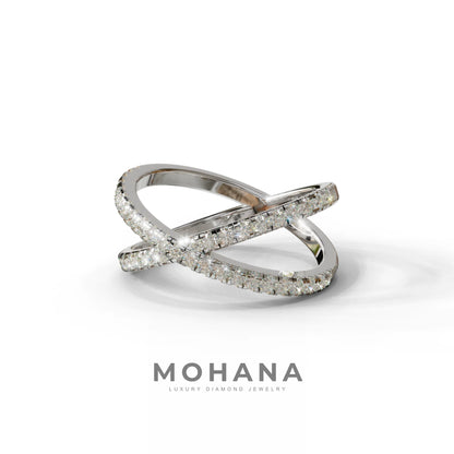 E-VVS Round Lab Grown Diamond Criss-Cross Wedding Band