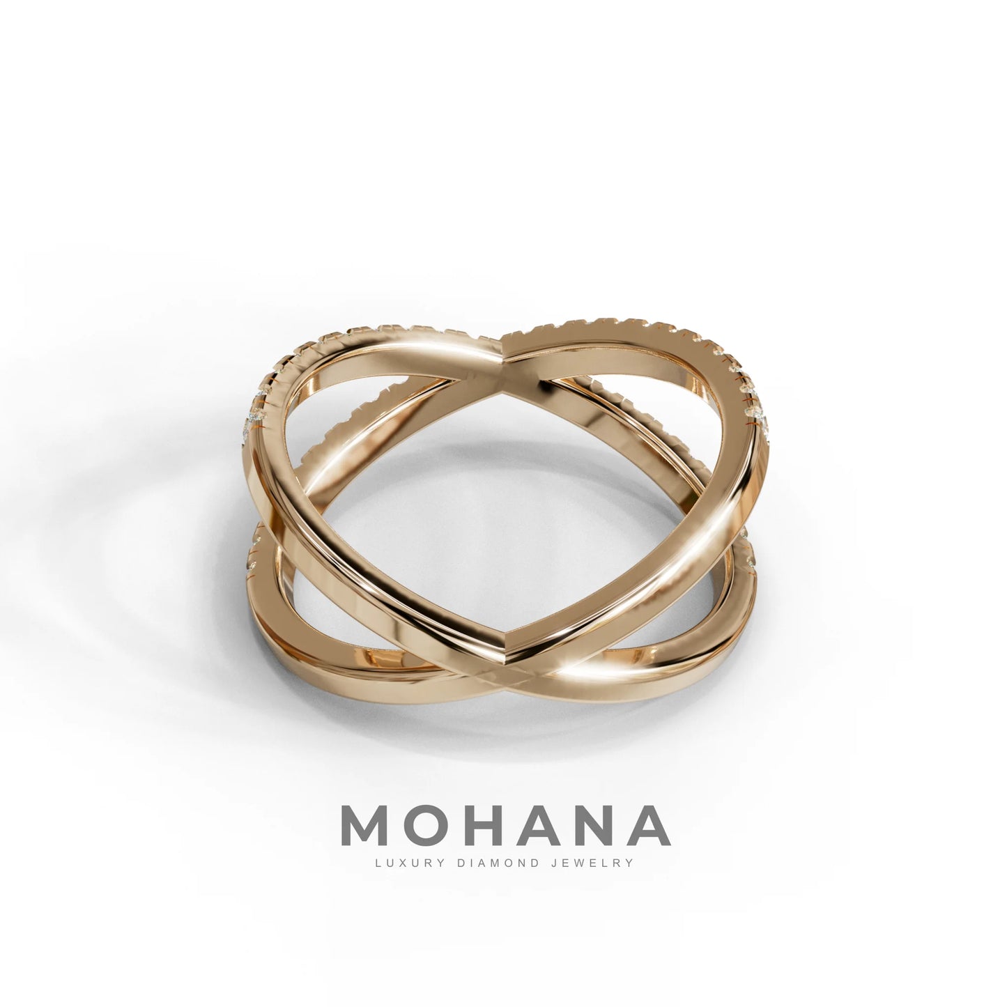 E-VVS Round Lab Grown Diamond Criss-Cross Wedding Band