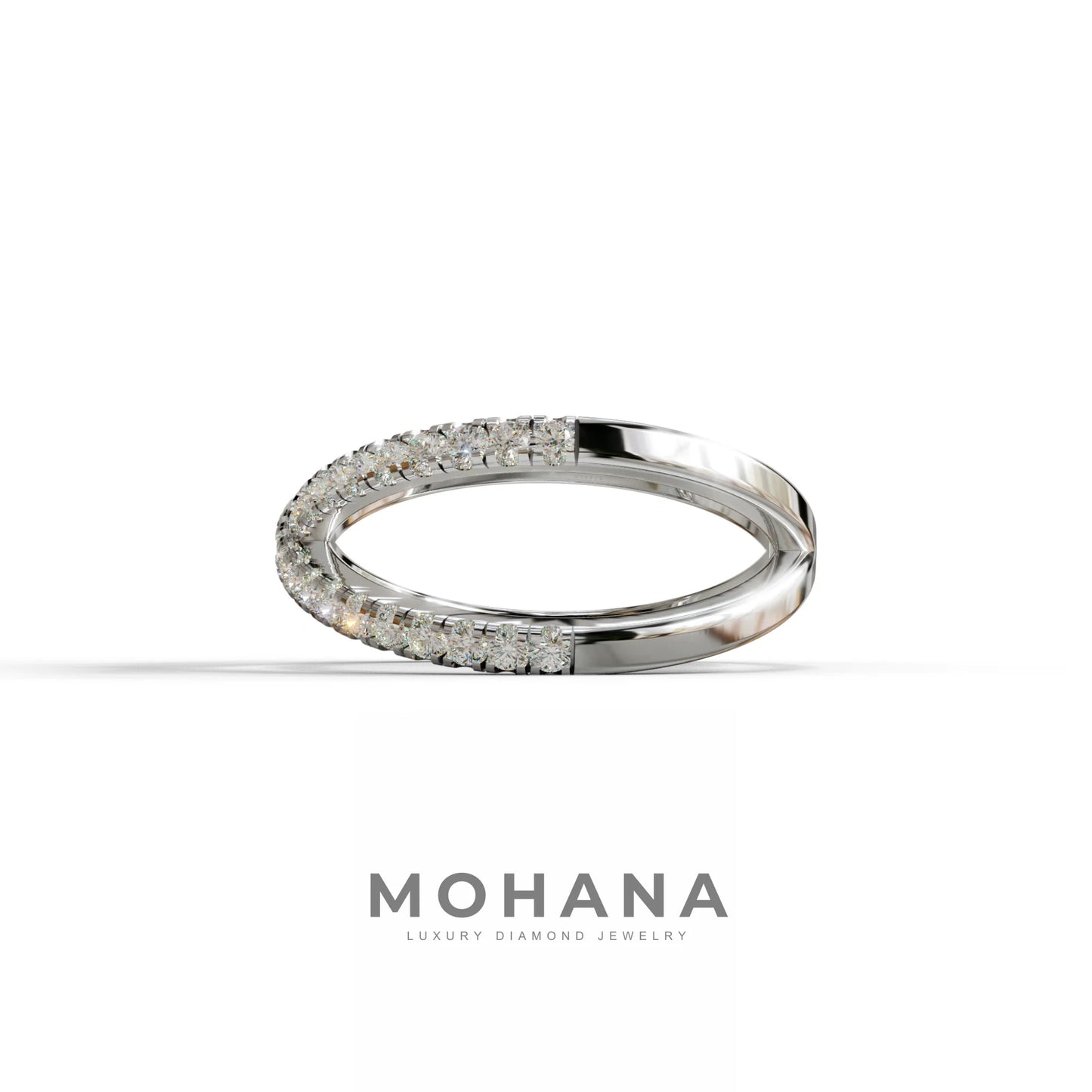 E-VVS Round Lab Grown Diamond Criss-Cross Wedding Band