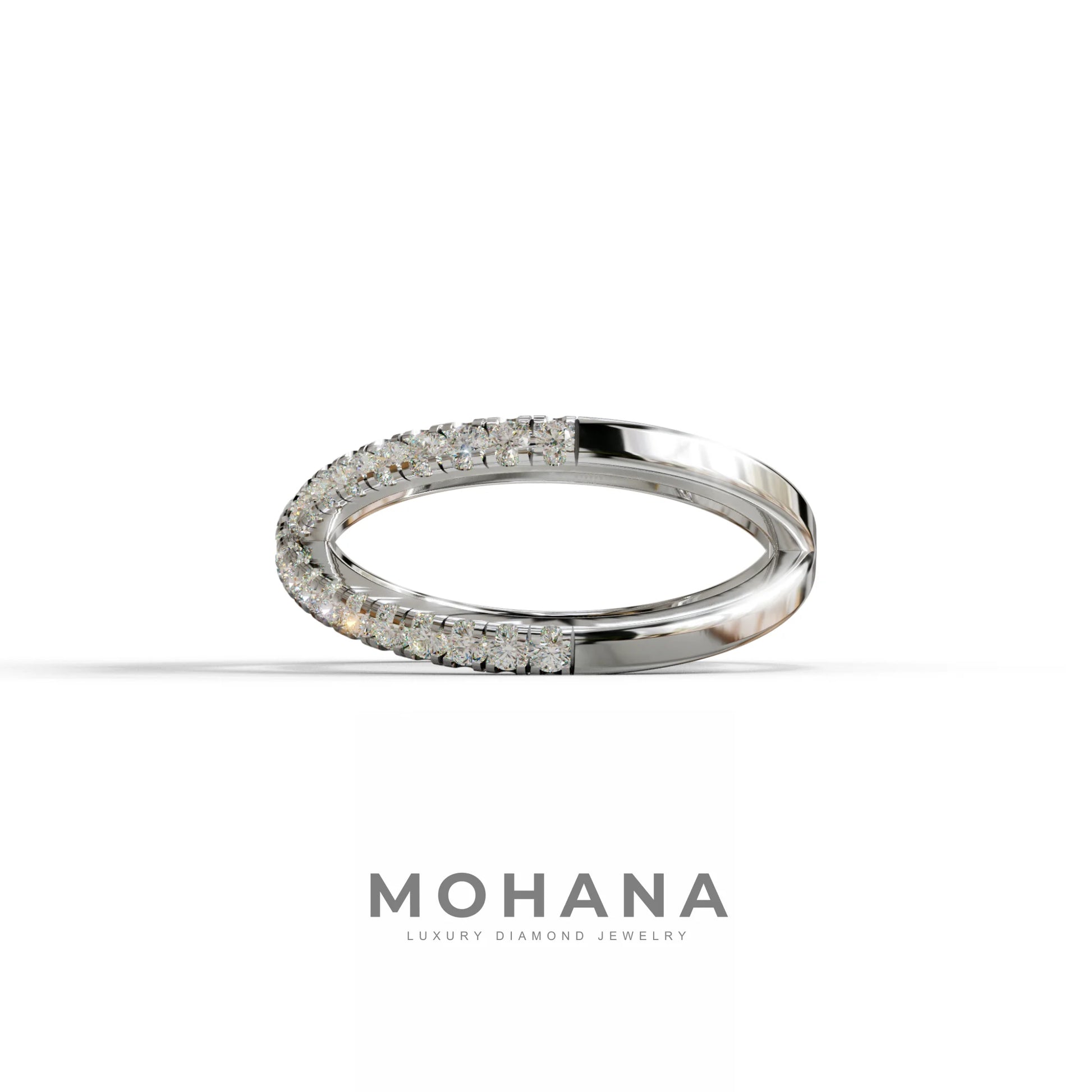 E-VVS Round Lab Grown Diamond Criss-Cross Wedding Band