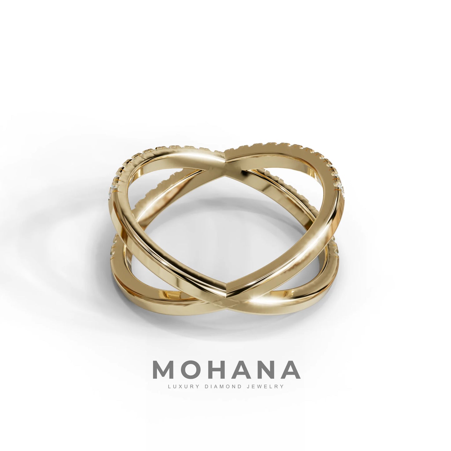 E-VVS Round Lab Grown Diamond Criss-Cross Wedding Band