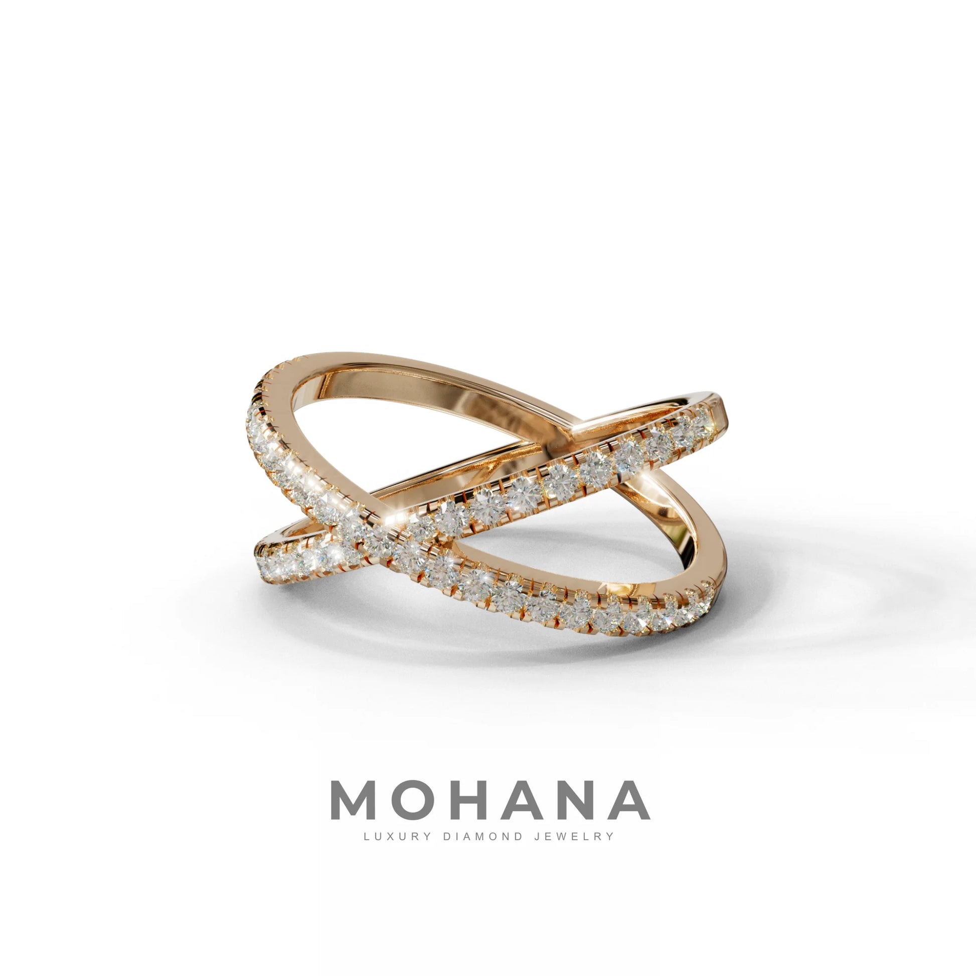 E-VVS Round Lab Grown Diamond Criss-Cross Wedding Band