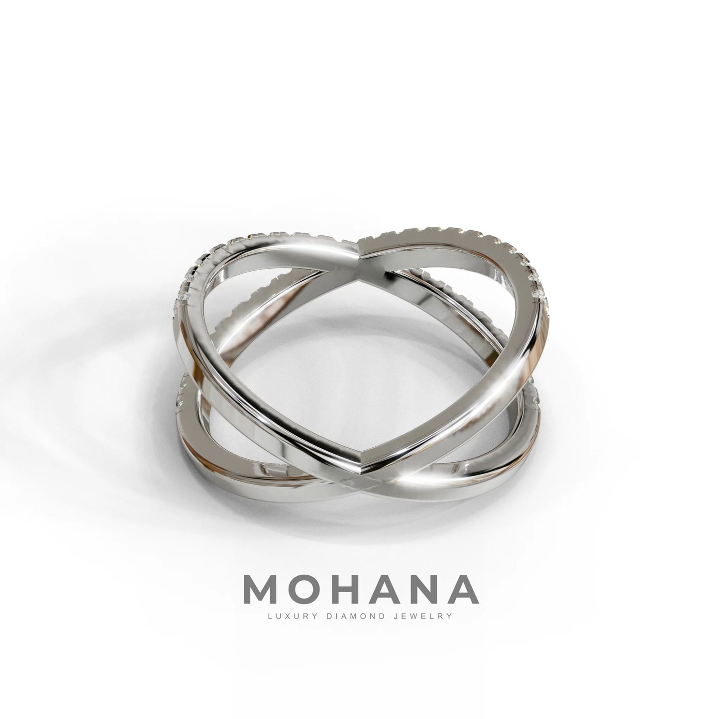 E-VVS Round Lab Grown Diamond Criss-Cross Wedding Band