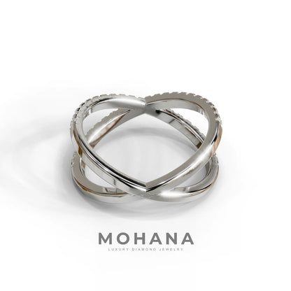 E-VVS Round Lab Grown Diamond Criss-Cross Wedding Band