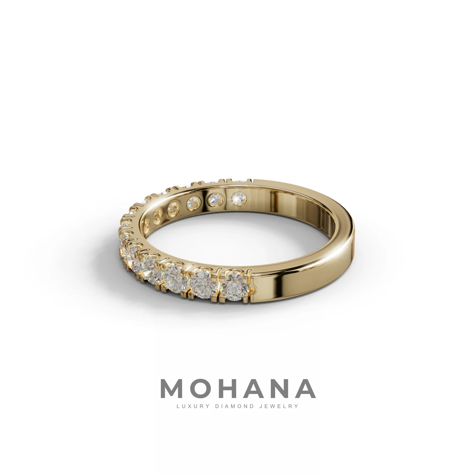 E/VVS Round Lab Grown Diamond Wedding Band - 13 Stone Pave Ring