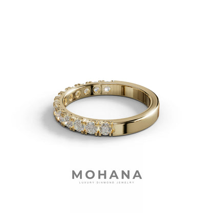 E/VVS Round Lab Grown Diamond Wedding Band - 13 Stone Pave Ring