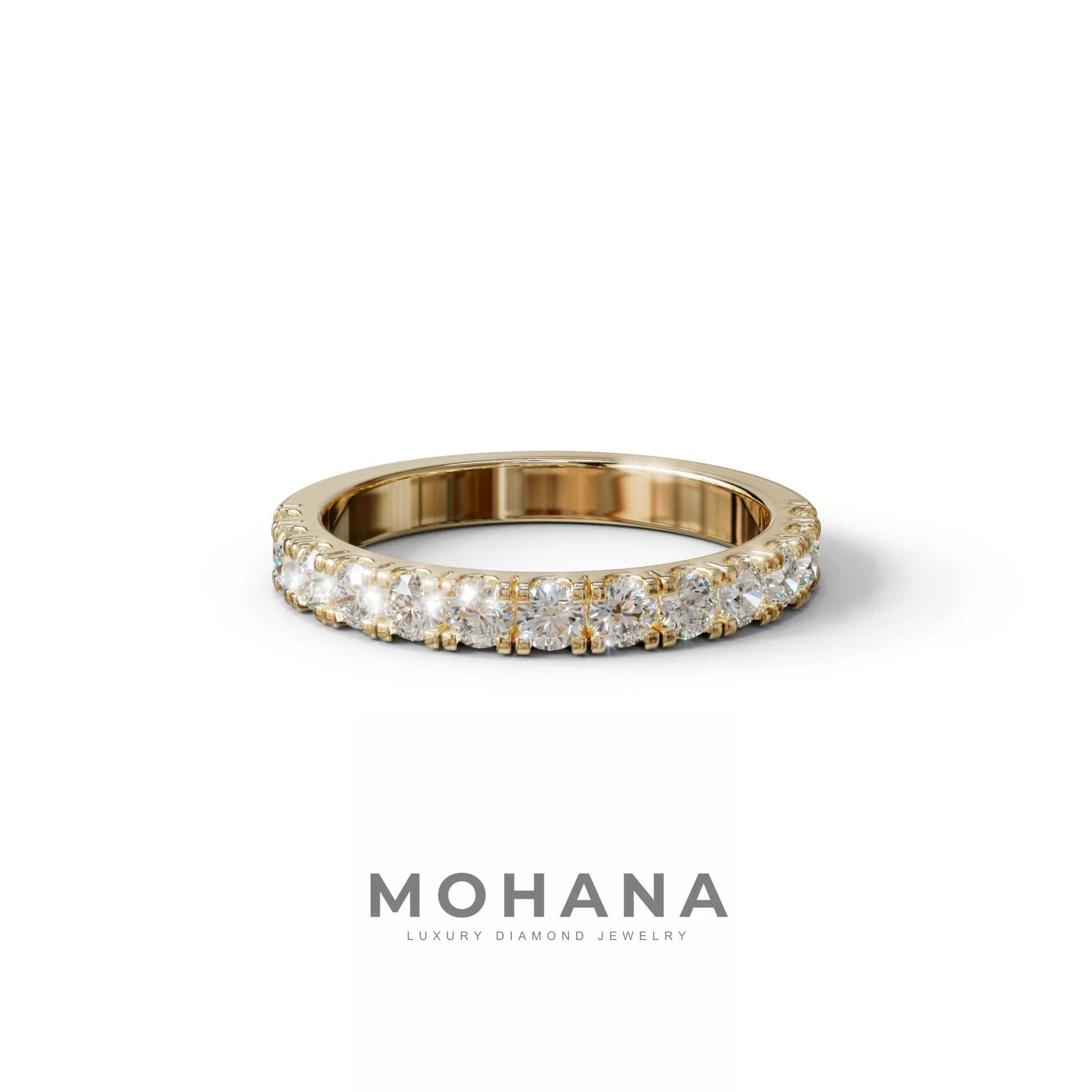 E/VVS Round Lab Grown Diamond Wedding Band - 13 Stone Pave Ring