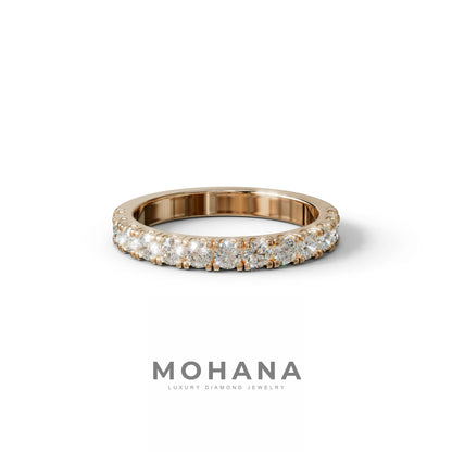 E/VVS Round Lab Grown Diamond Wedding Band - 13 Stone Pave Ring