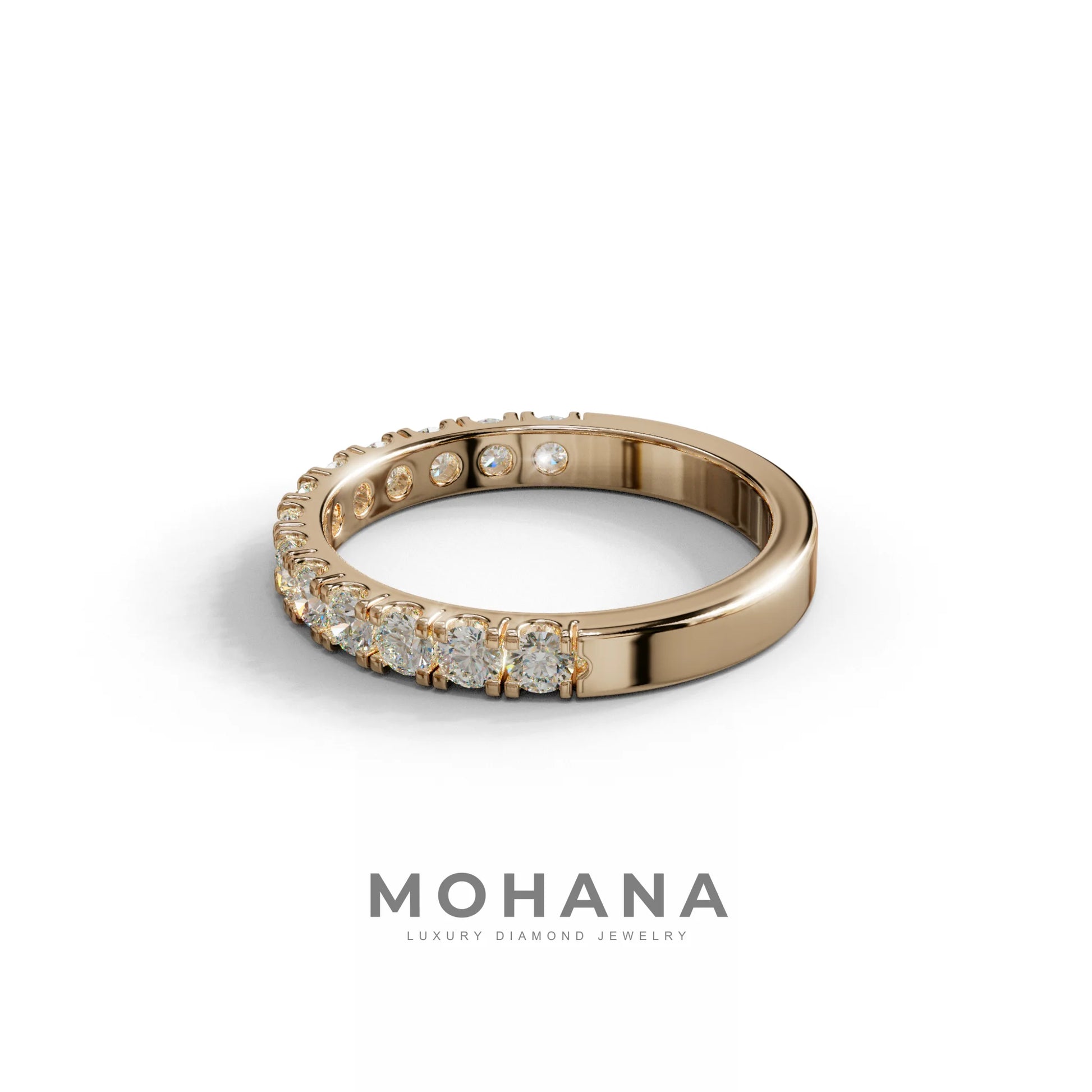 E/VVS Round Lab Grown Diamond Wedding Band - 13 Stone Pave Ring