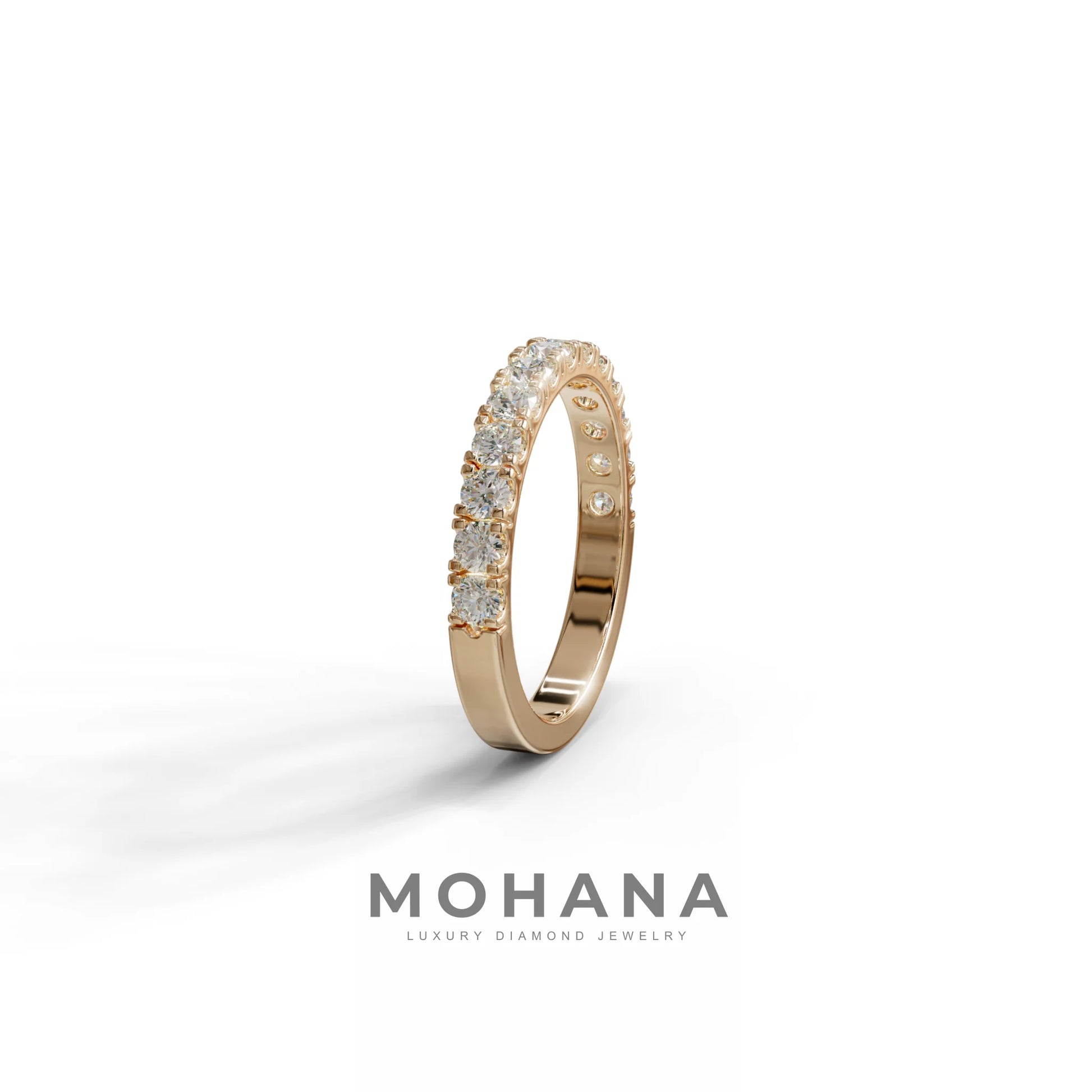 E/VVS Round Lab Grown Diamond Wedding Band - 13 Stone Pave Ring