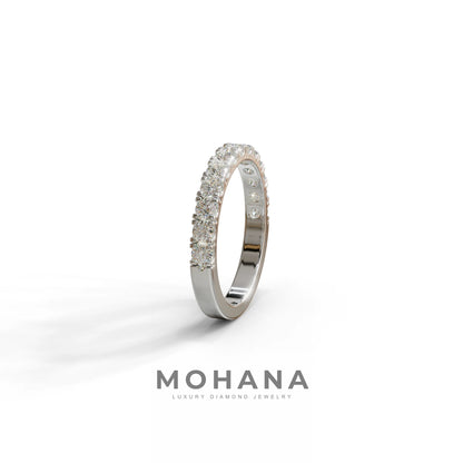 E/VVS Round Lab Grown Diamond Wedding Band - 13 Stone Pave Ring