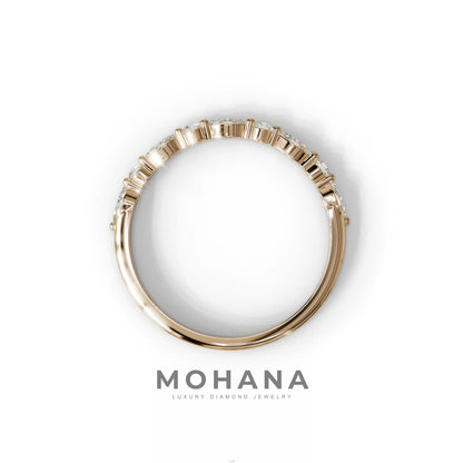 E/VVS Round & Marquise Lab Grown Diamond Wedding Band - 10 Stone Ring