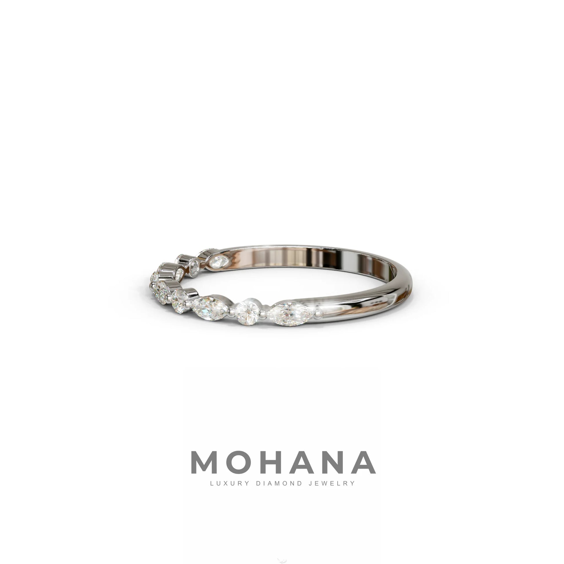 E/VVS Round & Marquise Lab Grown Diamond Wedding Band - 10 Stone Ring