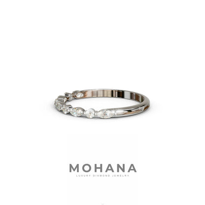 E/VVS Round & Marquise Lab Grown Diamond Wedding Band - 10 Stone Ring