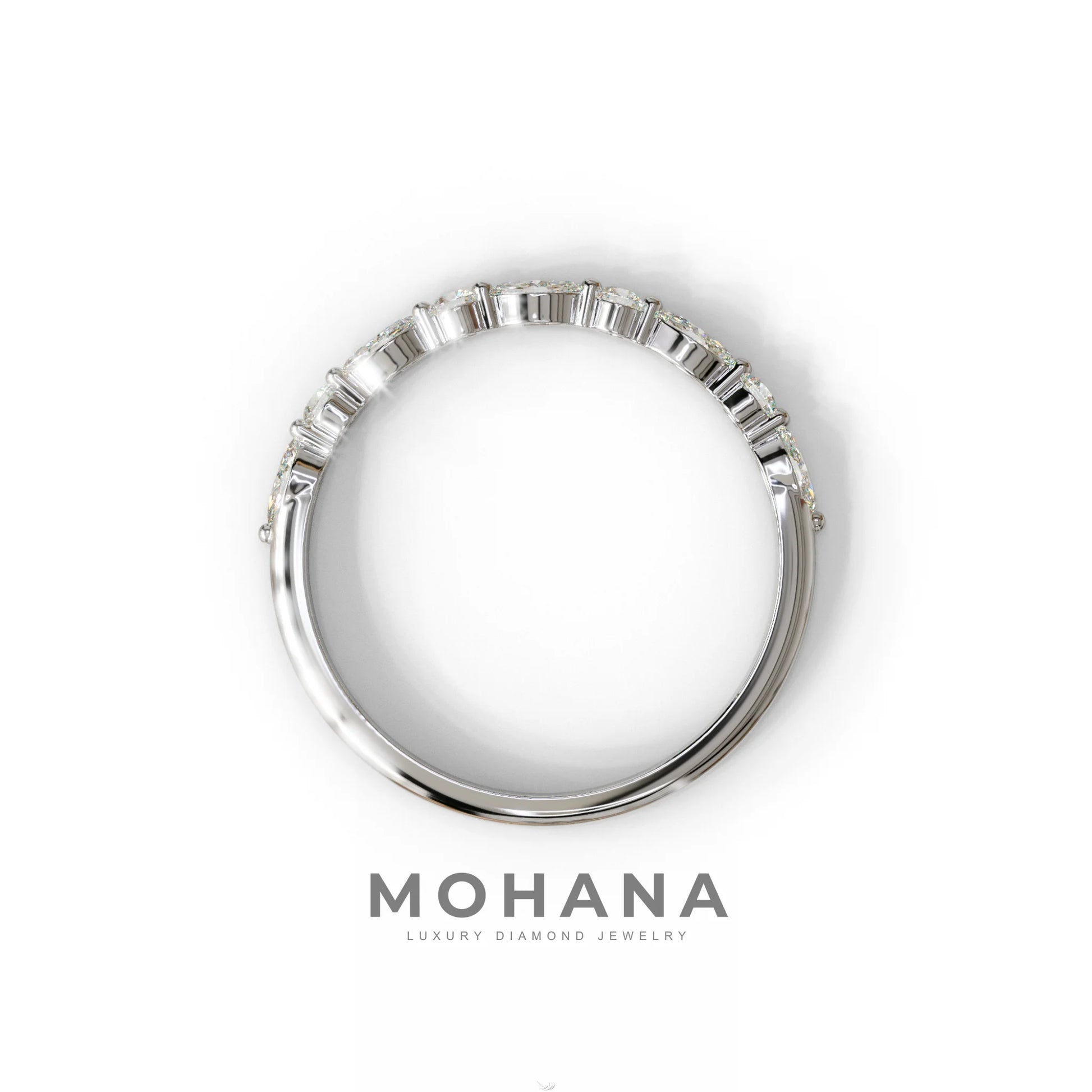 E/VVS Round & Marquise Lab Grown Diamond Wedding Band - 10 Stone Ring