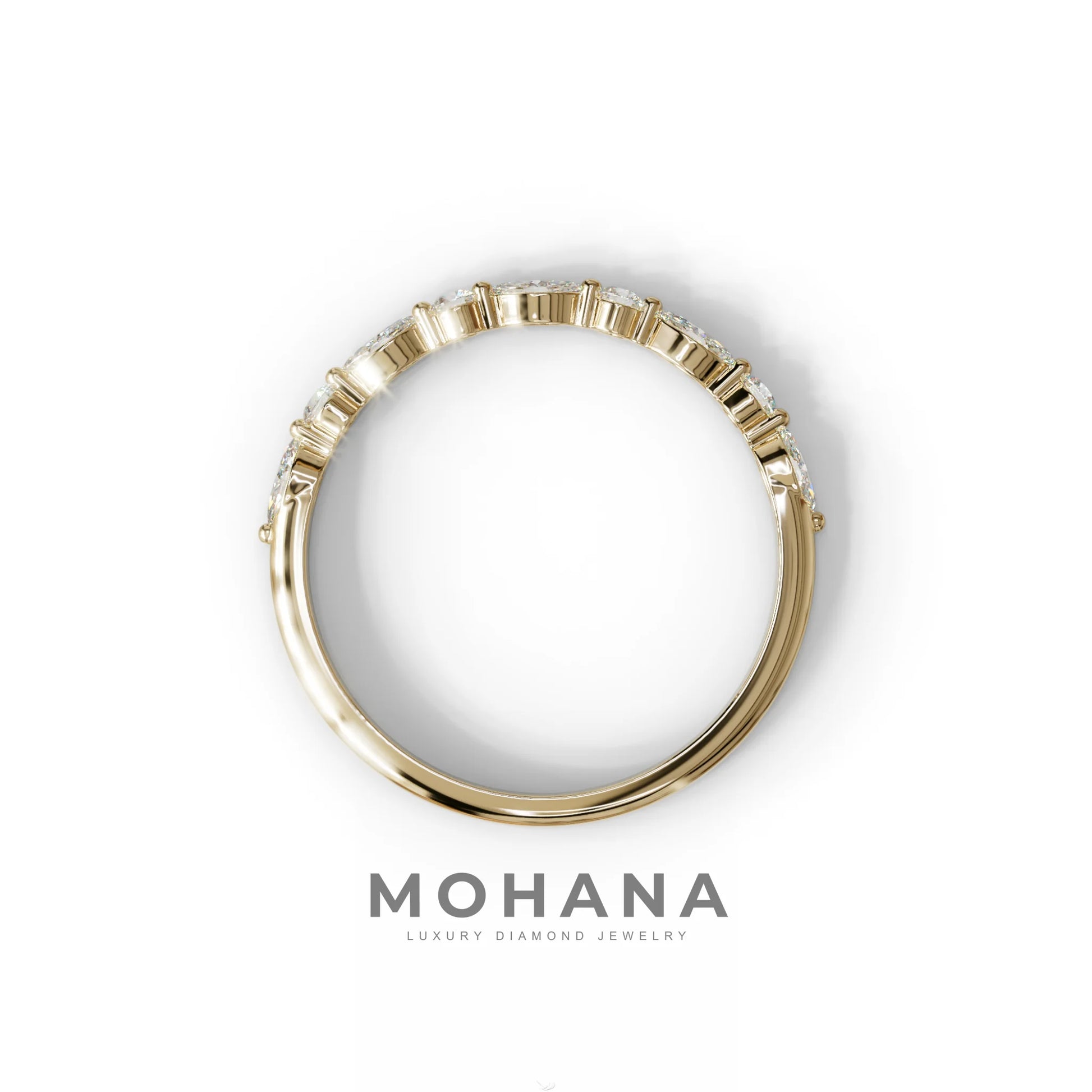 E/VVS Round & Marquise Lab Grown Diamond Wedding Band - 10 Stone Ring