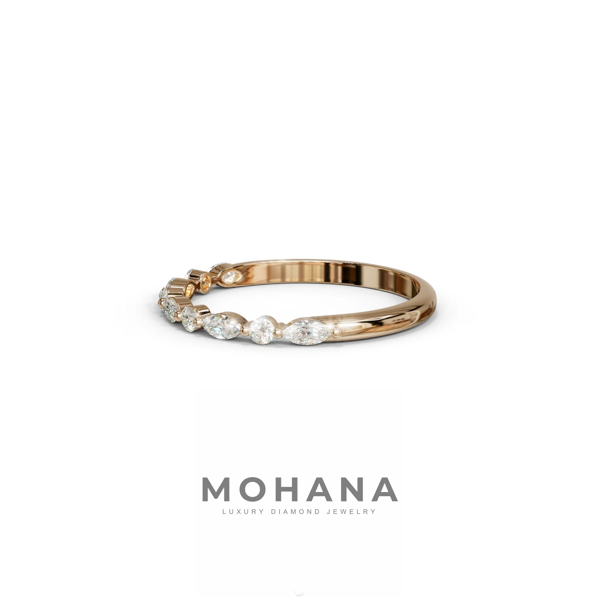 E/VVS Round & Marquise Lab Grown Diamond Wedding Band - 10 Stone Ring