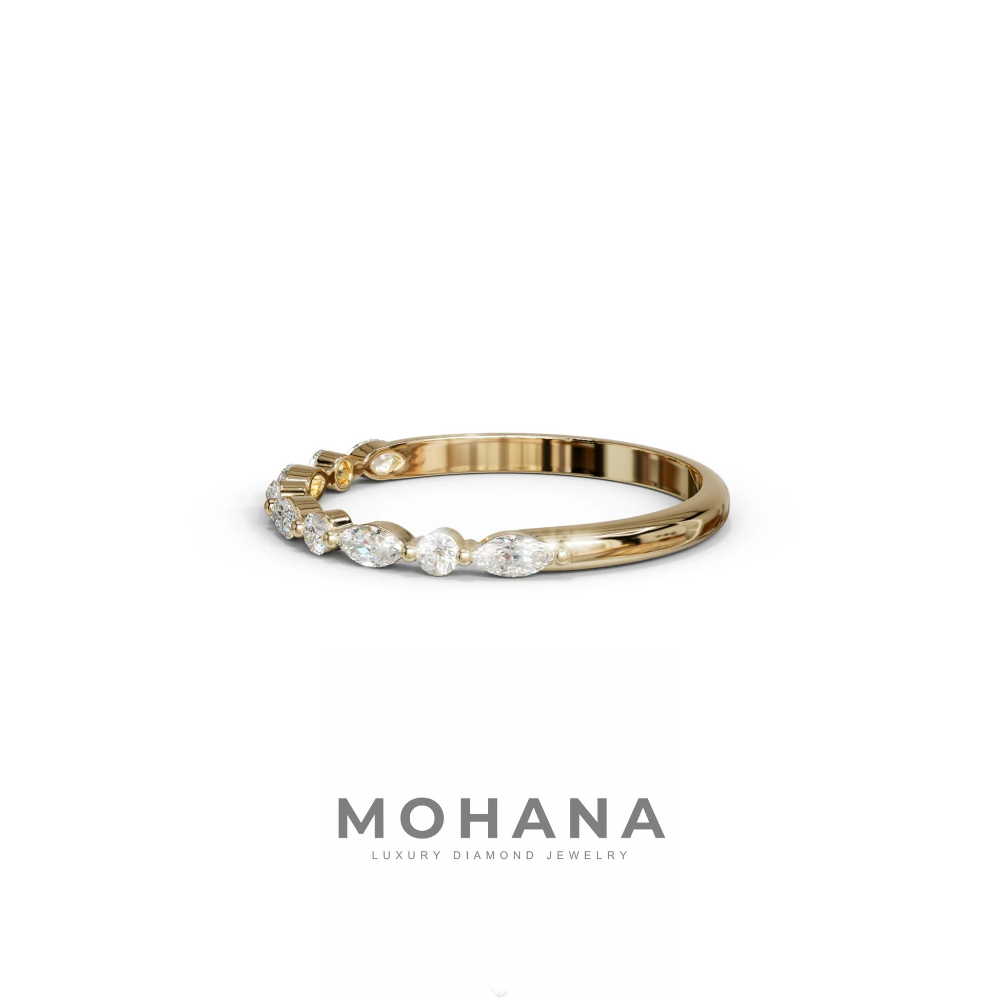 E/VVS Round & Marquise Lab Grown Diamond Wedding Band - 10 Stone Ring