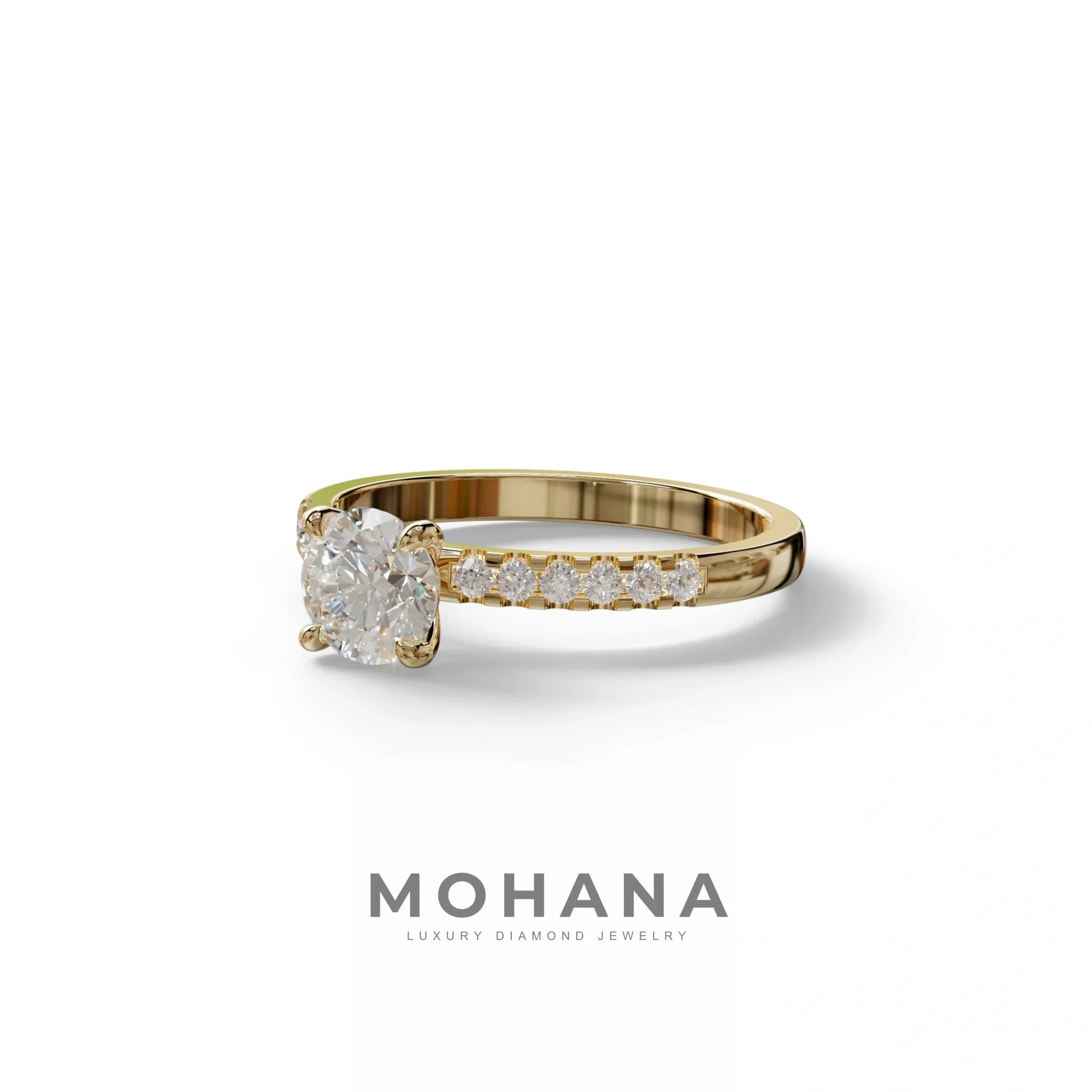 E VVS Round Pave Set Minimalist Engagement Ring - Nova Signature