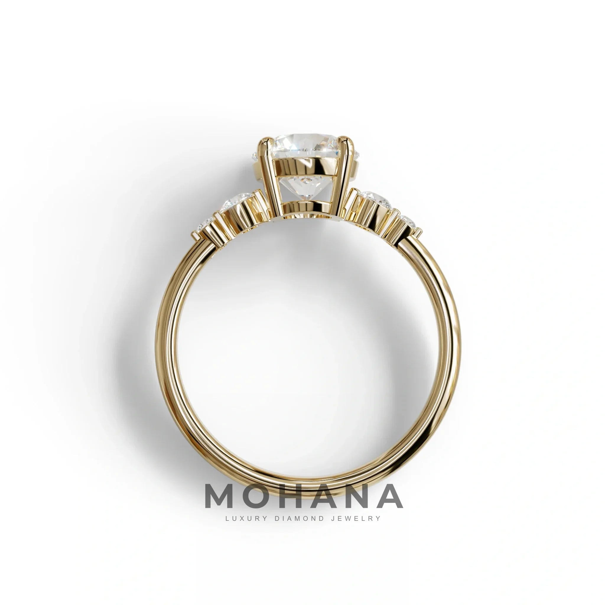 E-VVS Round Three Stone Lab Grown Diamond Engagement Ring - Romance