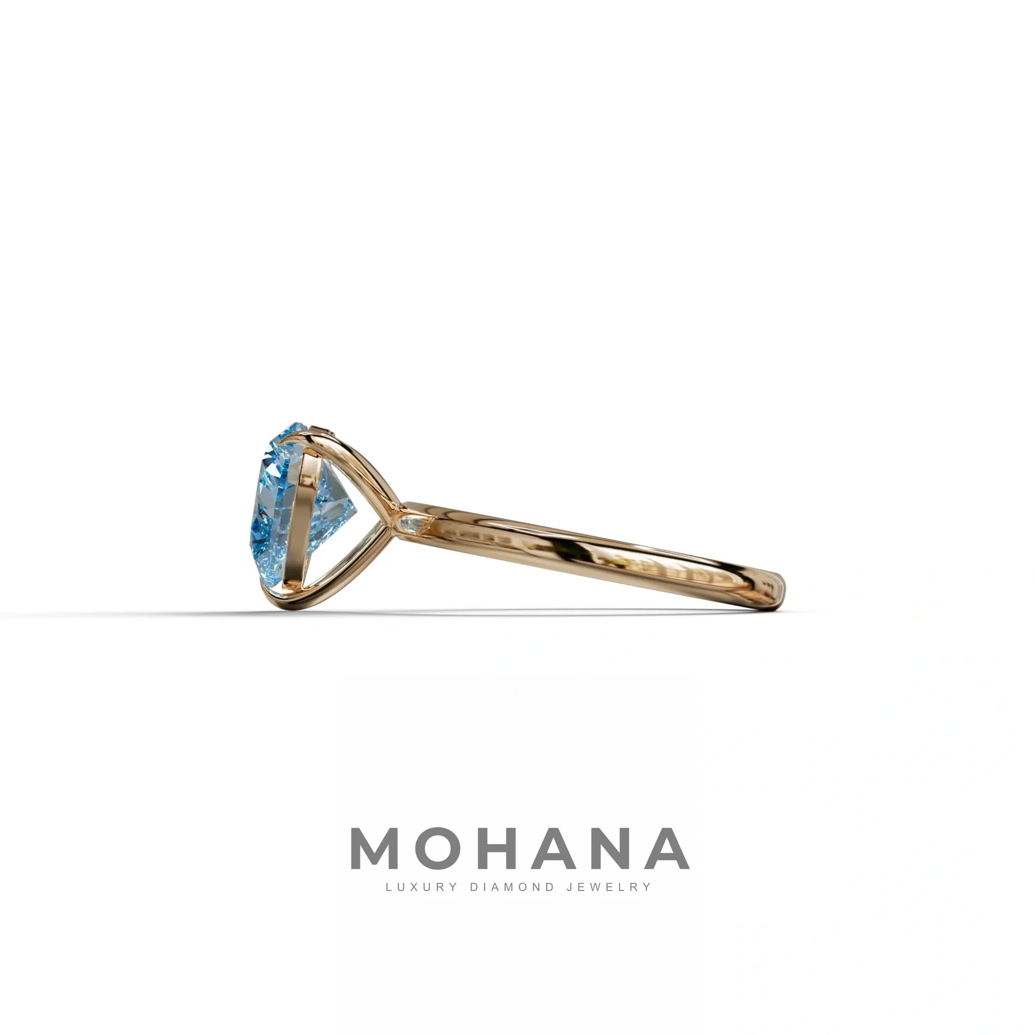 Fancy Blue Heart Cut Solitaire Lab Grown Diamond Engagement Ring - Mellow