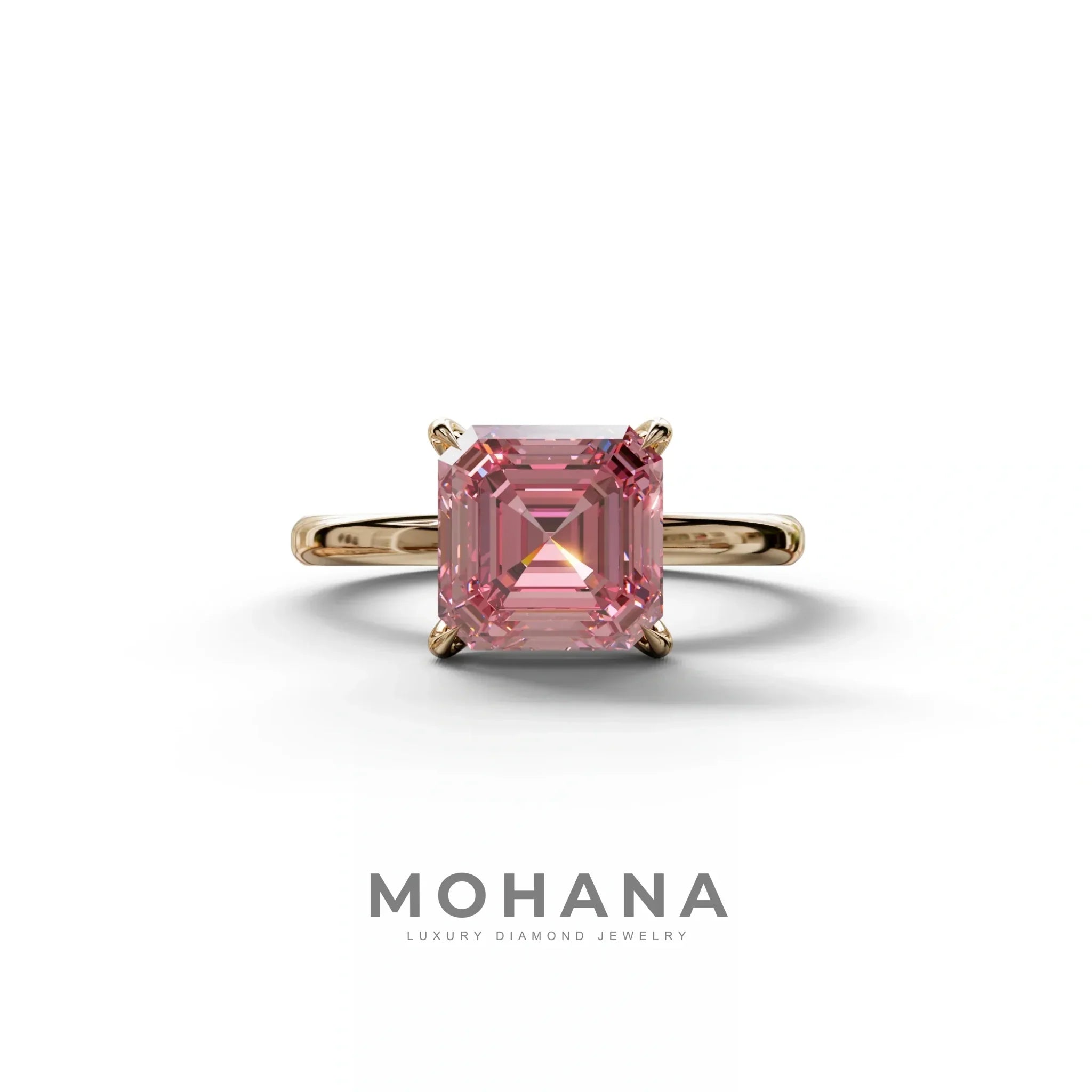 Pink Asscher Cut Solitaire Lab Grown Diamond Engagement Ring - Fabriciana - 2 Carat / 10K Solid Gold / Rose Gold