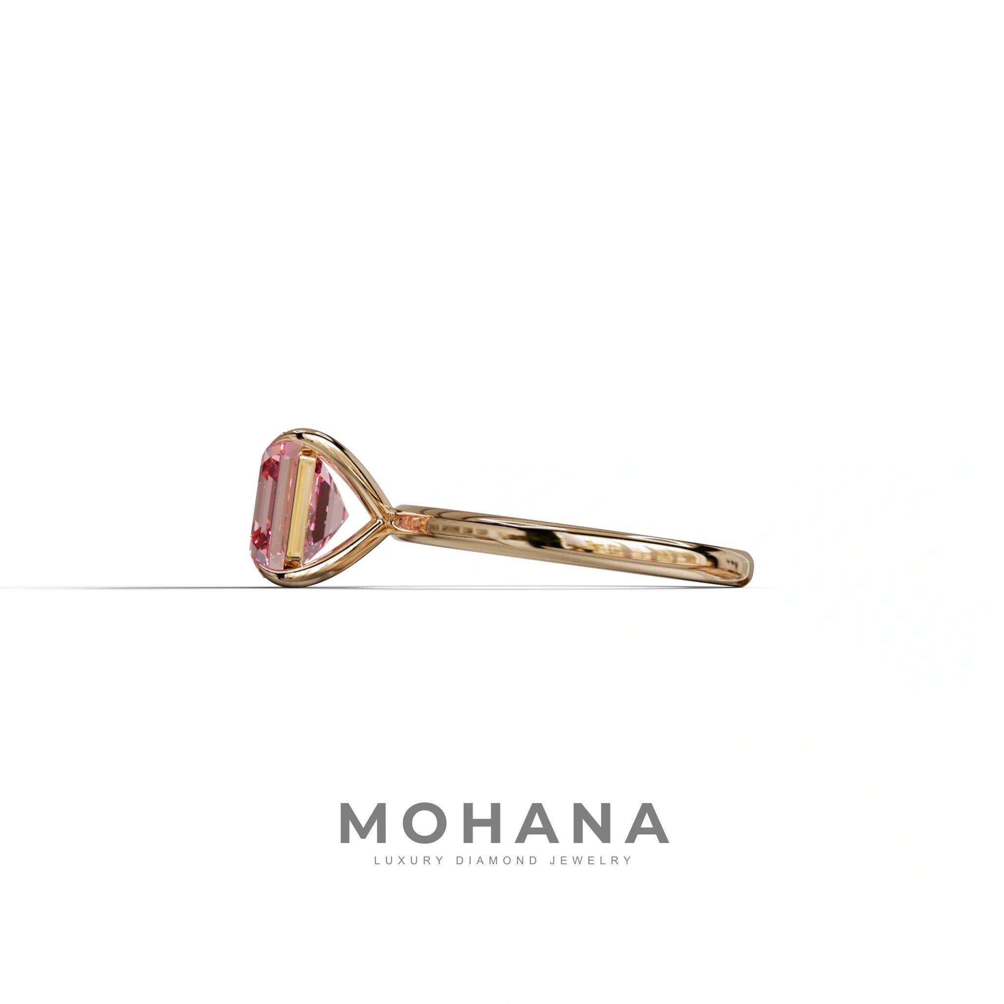 Pink Asscher Cut Solitaire Lab Grown Diamond Engagement Ring - Fabriciana