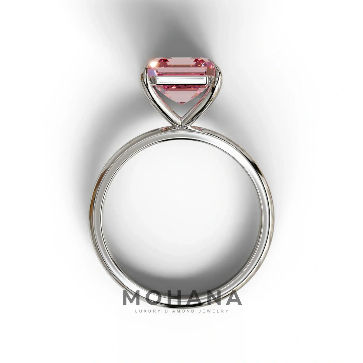 Pink Asscher Cut Solitaire Lab Grown Diamond Engagement Ring - Fabriciana