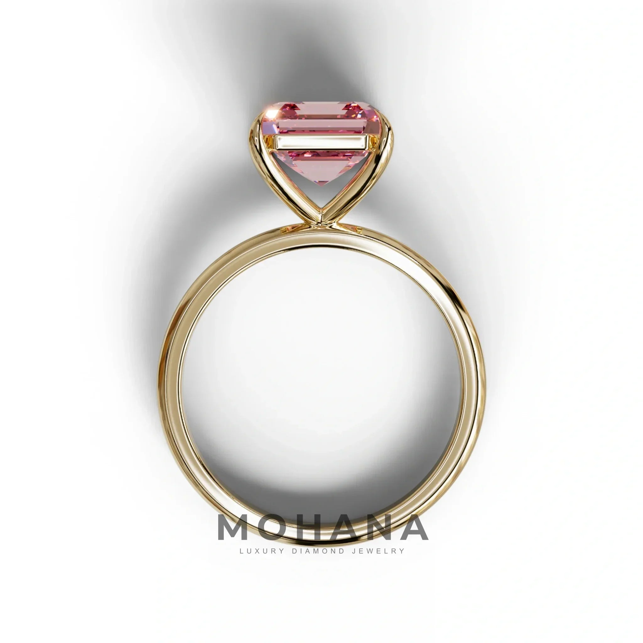 Pink Asscher Cut Solitaire Lab Grown Diamond Engagement Ring - Fabriciana