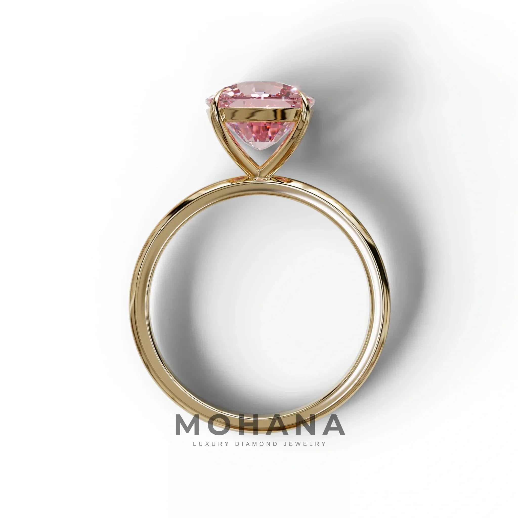 Pink Cushion Cut Solitaire Lab Grown Diamond Engagement Ring - Mesmera